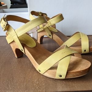 Anthropologie SETTE Clogs Leather Straps Yellow 8 Schuler & Son's Philadelphia